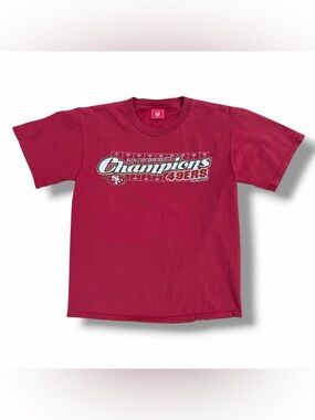 Vintage NFL 2002 San Francisco 49ers NFC West Champions T-Shirt Red Size Medium